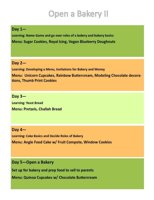 The Edible Education Group - Open a Bakery II, with activity Book (28 Pages)